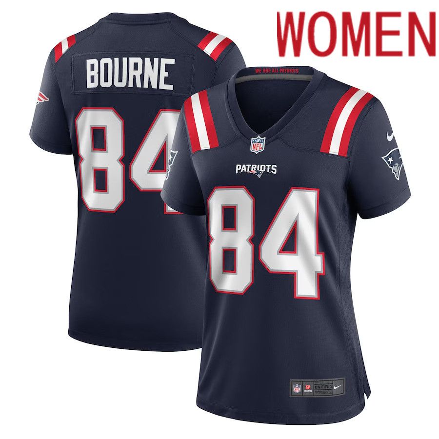 Women New England Patriots 84 Kendrick Bourne Nike Navy Game NFL Jersey